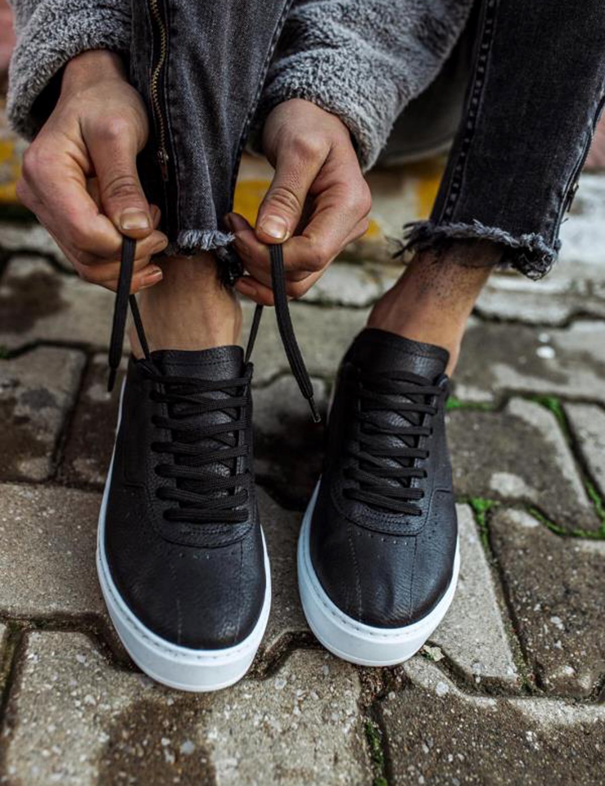 Ανδρικά ασπρόμαυρα Casual Sneakers με κορδόνια 0602020 φωτογραφία